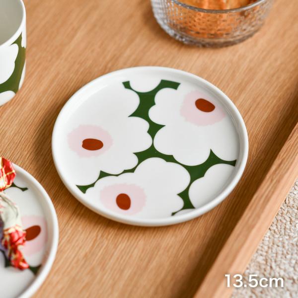 セール30%OFF マリメッコ 日本限定 プレート 13.5cm ウニッコ グリーン×ホワイト×ピン...
