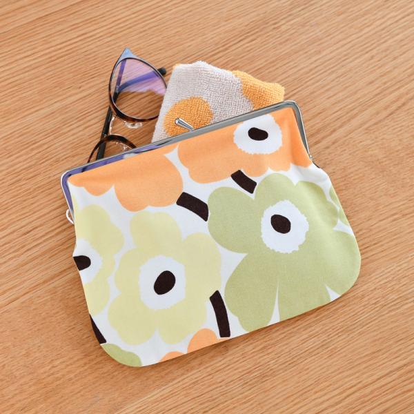 マリメッコ アジア限定 がま口 ポーチ ミニ ウニッコ マルチカラー レモン×ライトグリーン×オレン...