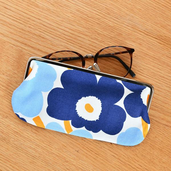マリメッコ アジア限定 がま口 ポーチ ミニ ウニッコ ライトブルー×オレンジ marimekko ...