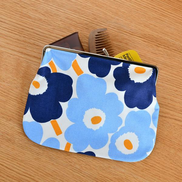 マリメッコ アジア限定 がま口 ポーチ ミニ ウニッコ ライトブルー×オレンジ marimekko ...