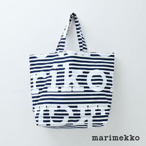 セール50%OFF マリメッコ トートバッグ アーケラ タサライタ ロゴ オフホワイト×ダークブルー marimekko Ahkera Tasaraita Logo Kioski キオスキ おしゃれ｜cds-r