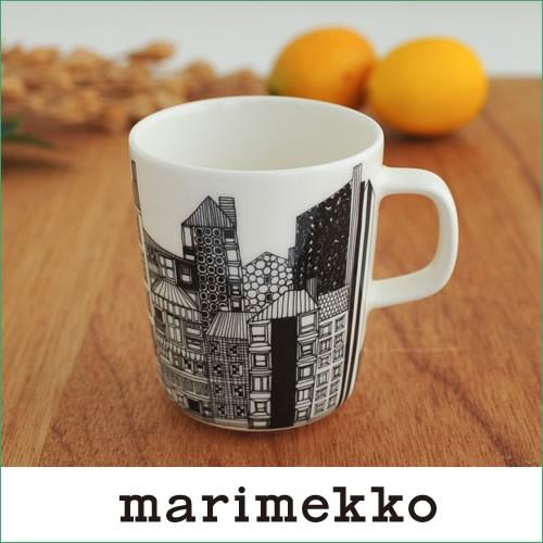 マリメッコ マグカップ シイルトラプータルハ 絵柄 ブラック×オレンジ marimekko SIIR...