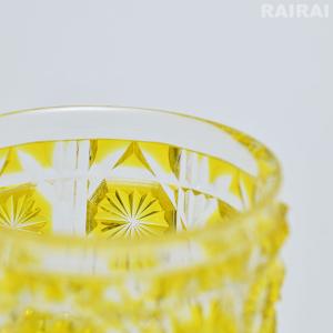 薩摩切子 猪口 大 cut18 黄 おちょこ ...の詳細画像3