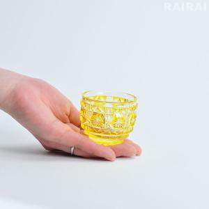 薩摩切子 猪口 大 cut18 黄 おちょこ ...の詳細画像5