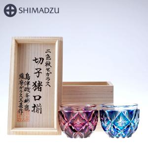 薩摩切子 二色猪口(大) cut206 【ルリ金...の商品画像