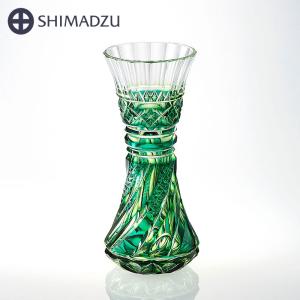 薩摩切子 二色衣 25周年 舞姫 花瓶 金赤ルリ 二色被せ 島津薩摩切子