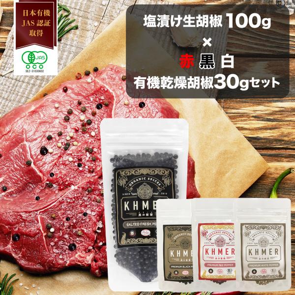 塩漬け生胡椒 100g 乾燥胡椒 30g カンポットペッパー 黒胡椒 赤胡椒 白胡椒 調味料 送料無...