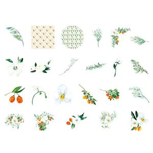 Kamizuki シール 白い花 オレンジ色の果物 手帳シール スッテカー DIY 手作り 日記 ダイアリー カレンダー アルバム 家計簿 オシャレ