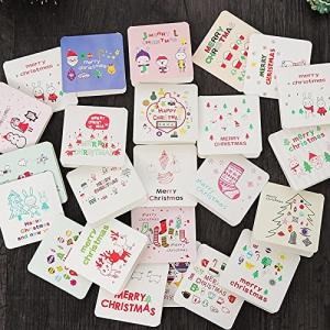 クリスマスカード メッセージカード 24枚入り 折りた状態7*7cm ミニカード 感謝状 サンキューカード グリーティン