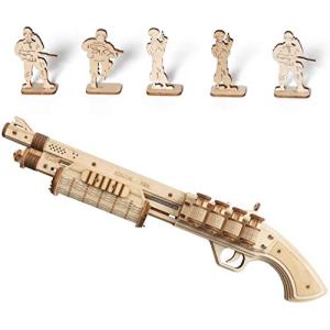 ROKR 3D立体パズル 木製 玩具銃ラバーバンド銃 知育玩具 入園祝い 子供用 女の子 男の子 誕生日 大人 新年 ギフト クリスマス プレゼント
