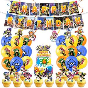 スプラ 誕生日 飾り付け スプラ3 誕生日 スプラ 風船 スプラトゥーン3 ケーキデコレーション バルーン ガーランド バースデー飾り付けセット パー