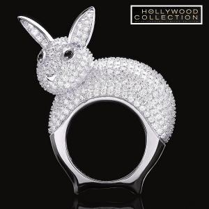 リング うさぎ カクテルリング ハリウッド アニマル ジュエリー｜celeb-cz-jewelry