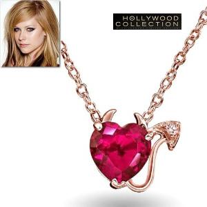 ハート ネックレス レディース デビル ルビー レッド アヴリル