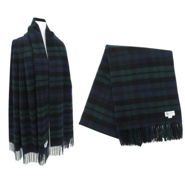 Johnstons of Elgin タータンチェック カシミア ストール 大判 カシミア100% ...
