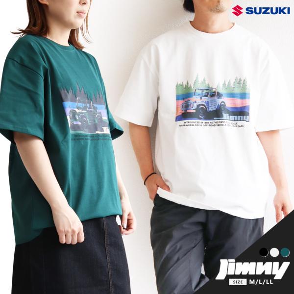 オンワークス tシャツ メンズ 綿100 半袖 おしゃれ カジュアル スズキ ジムニー 白 黒 ホワ...