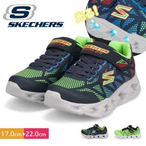 スケッチャーズ 光る靴 キッズ スニーカー 子供靴 マジックテープ ゴム紐 男の子  ライムブラック ネイビーマルチ SKECHERS 400602L