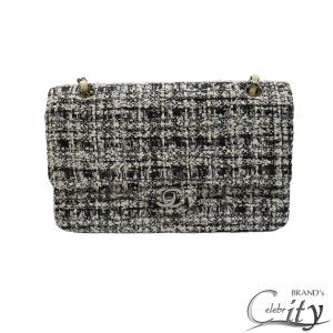 CHANEL【シャネル】 マトラッセ Wフラップ Wチェーンショルダーバッグ ツイード シルバー金具【USED】｜celebrity-brandshop