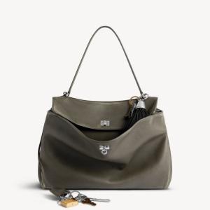 バレンシアガ BALENCIAGA メンズ RODEO ハンドバッグ ラージ チャーム付き【カーキ 】【送料無料】【正規品】