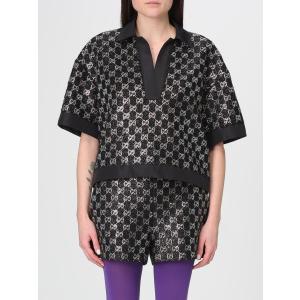 グッチ GUCCI レディース モノグラムラインストーンビスコースポロトップ 846682 ZARWY ブラック【送料無料】【正規品】