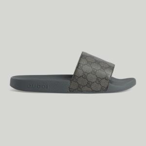 GUCCI 8 26.5cm程度 グッチ メンズ 黒 シャワーサンダル ロゴ 目玉送料