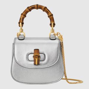 グッチ GUCCI レディース バンブー 1947 スーパーミニバッグ760246 1LD0G 8106【メタリックシルバー 】【送料無料】【正規品】