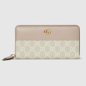 グッチ GUCCI レディース ダブルG バイカラー ジップアラウンドウォレット 財布【ベージュ＆ホワイト GGスプリーム キャンバス 】【送料無料】【正規品】