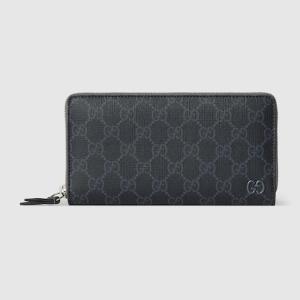 グッチ GUCCI メンズ GG ジップアラウンドウォレット 財布 グレー インテリア【ブラック GGスプリーム 】【送料無料】【正規品】