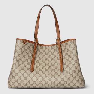 グッチ GUCCI レディース GGエンブレム ラージ トートバッグ【ベージュ＆ダークブラウン ファブリック 】【送料無料】【正規品】