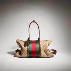 グッチ GUCCI メンズ ウェブ ストライプ付き GG ミディアム ダッフルバッグ【サンド＆ブラウン GGキャンバス 】【送料無料】【正規品】