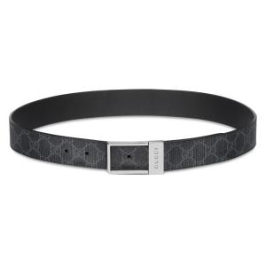 グッチ GUCCI 2026秋冬 メンズ スクエア バックル GGベルト【ブラック GGスプリーム キャンバス 】【送料無料】【正規品】
