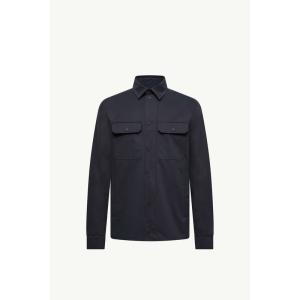 2025/26秋冬 MONCLER モンクレール メンズCAMICIA A MANICHE LUNGHE IN GABARDINE DI COTONEシャツ【blu navy 】【送料無料】【正規品】