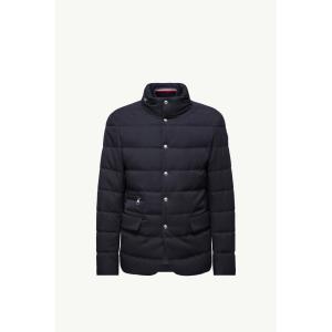 2025/26秋冬 MONCLER モンクレール メンズBESS SHORT DOWN JACKET IN WOOL WITH HOODEDダウンジャケット【Blu Navy 】【送料無料】【正規品】