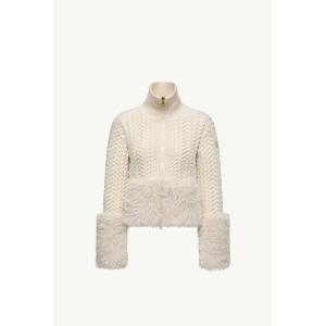 2025/26秋冬 MONCLER モンクレール レディースZIP-UP WOOL BLEND CARDIGANジャケット【Bianco Avorio 】【送料無料】【正規品】