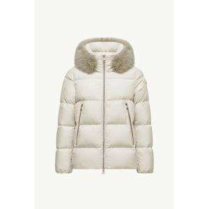 2026春夏 MONCLER モンクレール レディースLAICHEFUR HOODED SHEARLING-TRIMMED SHORT DOWN JACKETダウンジャケット【White 】【送料無料】【正規品】