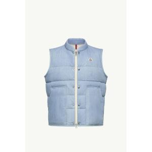 2026春夏 MONCLER モンクレール メンズHECETA DENIM DOWN GILETダウンベスト【Light Blue 】【送料無料】【正規品】