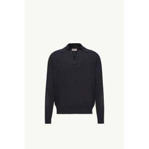 2026/27秋冬 MONCLER モンクレール メンズWOOL & CASHMERE LONG SLEEVE POLO SHIRTポロシャツ【Navy Blue 】【送料無料】【正規品】