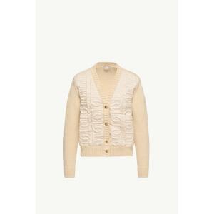 2026/27秋冬 MONCLER モンクレール レディースCHAIN QUILTED PADDED V-NECK CARDIGANジャケット【Light Beige 】【送料無料】【正規品】