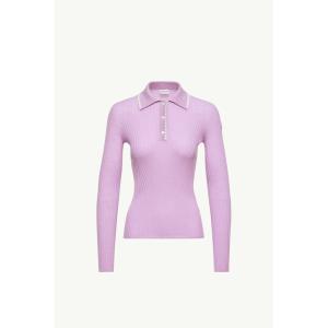 2026/27秋冬 MONCLER モンクレール レディースWool Long Sleeve Polo Shirtポロシャツ【Lilac 】【正規品】