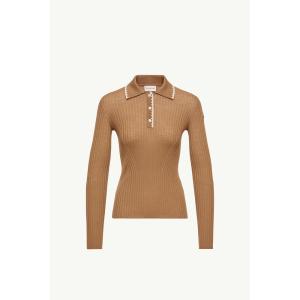2026/27秋冬 MONCLER モンクレール レディースWool Long Sleeve Polo Shirtポロシャツ【Beige 】【正規品】