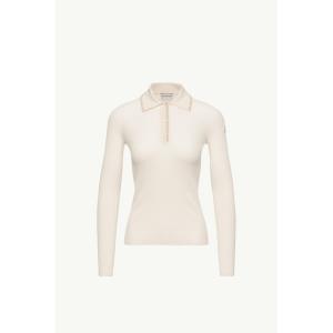2026/27秋冬 MONCLER モンクレール レディースWool Long Sleeve Poloポロシャツ【White Ivory 】【正規品】