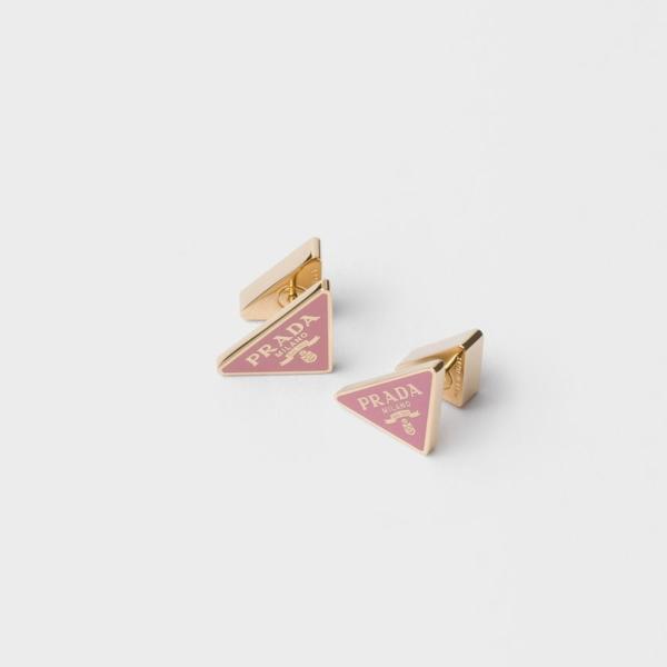 プラダ PRADA 2026秋冬 レディース エナメルメタル ピアス【ゴールド/ペタルピンク 】【送...