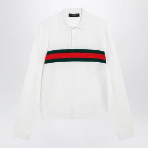 グッチ GUCCI メンズ カシミア ウェブ ポロシャツ 875162 XKFPA ホワイト【送料無料】【正規品】
