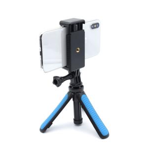 セルフィ三脚ホルダー ブルー TRIPOD-PBL - コンパクトなのに伸縮可能！グリップにもなるミニ三脚 GoProマウント対応｜celectiashop