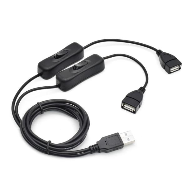 JTT USB電源分岐ケーブル 1.0m スイッチ付き 2台の機器に電力を供給 USBSPC-10
