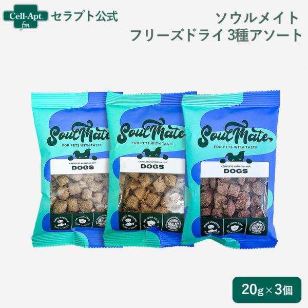 ソウルメイト フリーズドライフード 犬用 3種アソート(シーフード・チキン・レッドミート各1個) ［...