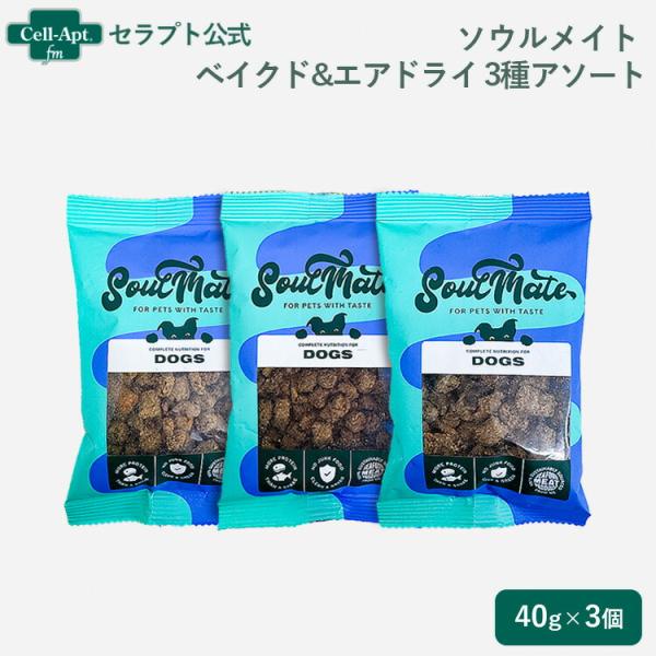 ソウルメイト ベイクド&amp;エアドライフード 犬用 3種アソート(シーフード・チキン・レッドミート各1個...