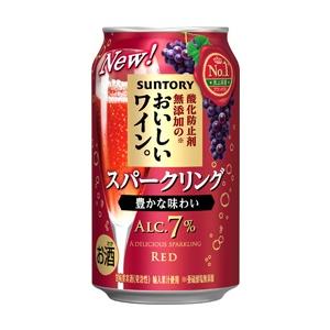 酸化防止剤無添加のおいしいスパークリングワイン。赤泡 350ml缶 １ケース 送料別 サントリー