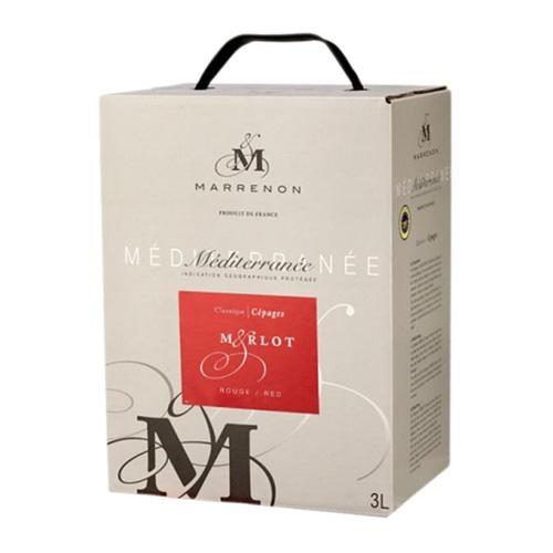 箱ワイン マレノン メディテラネー メルロー 3L BIB フランス 赤 辛口 長S 手土産 お祝い...