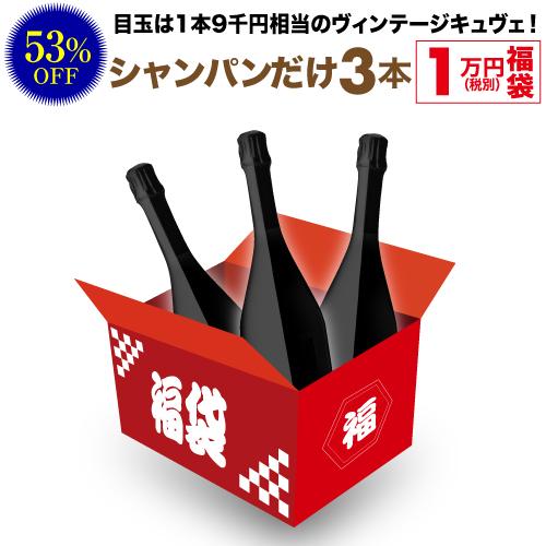ワインセット シャンパーニュだけ3本 1万円(税別)福袋 シャンパン 福袋 2025年 辛口 浜運