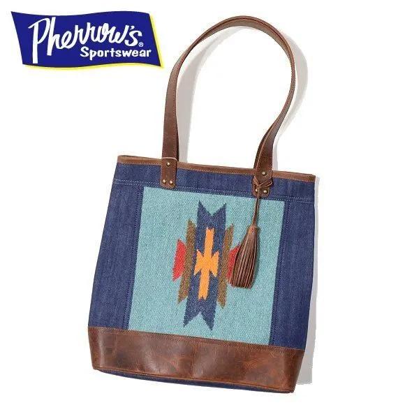 フェローズ 26S-PIG1 ラグ柄 トートバッグ バッファローレザー TOTE BAG PHERR...